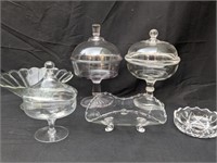 6 Pieces of Pressed Glass