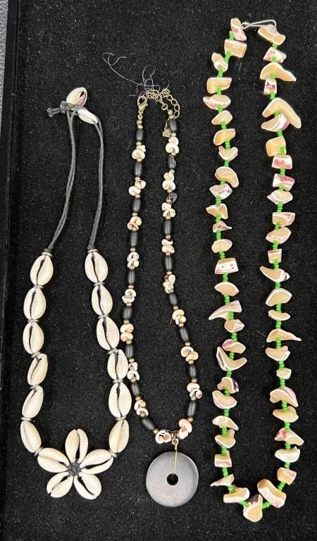 3 Unique Shell Necklaces - Abalone, Kodi Flower