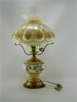 Lamp - Hurricane style with brass and flowers