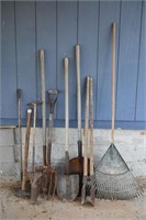 Yard Tools- Rake, Post Hole Digger, Shovels