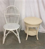 White Wicker Chair & Table T9C