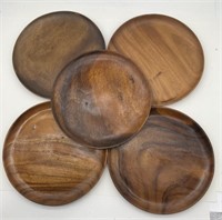 5) 12"  Wooden Plates
