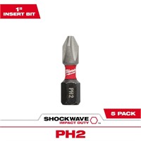 SHOCKWAVE 1in Phillips #2 Steel Bit (5-Pack)