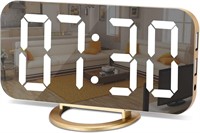 NEW $40 LED Digital Alarm Clock Mirror w/USB Ports