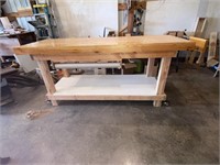 Rolling woodworking table