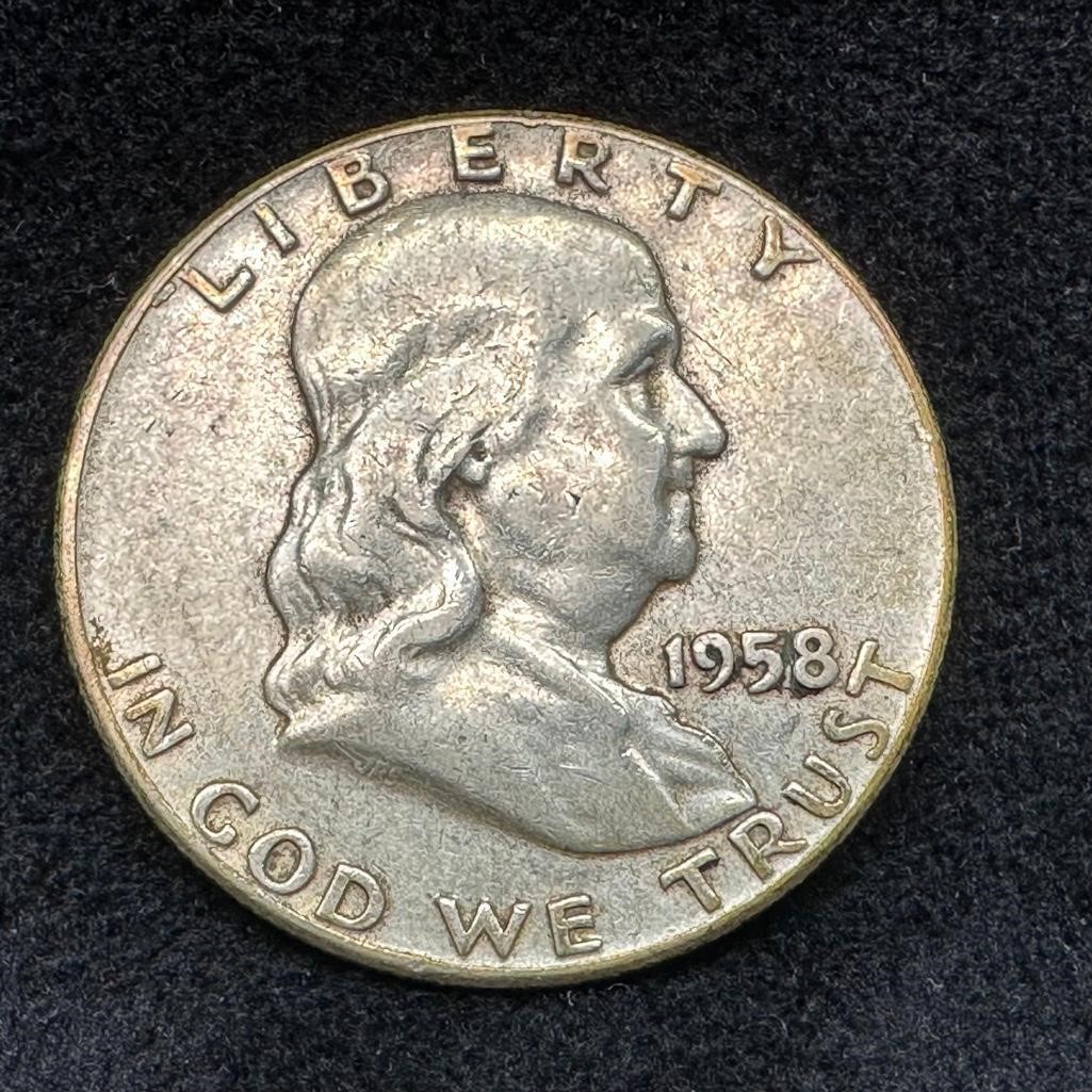 1958 P Franklin Silver Half-Dollar