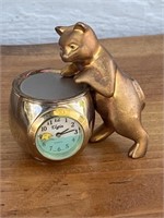 Vintage '90s Elgin Mini Clock Cat Figure &