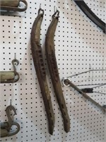 PAIR OF WOOD & METAL HARNESS PIECES