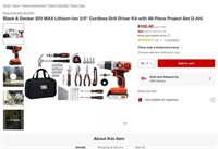 W7248  Black  Decker Cordless Drill Kit 3/8