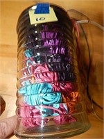 Jar of Colored Satin Nylon Cord