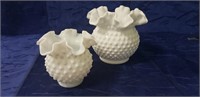 (2) Fenton Hobnail Milk Glass Pieces