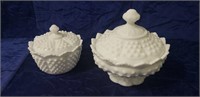 (2) Fenton Hobnail Milk Glass Pieces