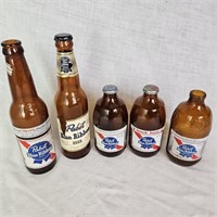 5 Pabst Blue Ribbon Beer Bottles