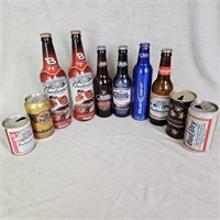 10 Assorted Budweiser Beer Bottles & Cans