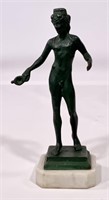Bronze: Man with Crock, 3" marble base, 8.75"T