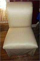 ROLL TOP SIDE CHAIR GOLD STRIPPED UPHOLSTERY