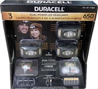 Duracell 3-pack Dual Power Led Headlamps ^
