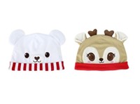 (2) Holiday Time Christmas Baby Hats |