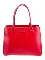 Kate Spade Red Leather Dual Strap Open Top Tote