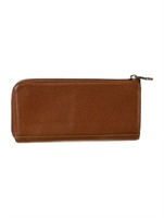 Longchamp Brown Leather Gold-tone Jacquard Wallet