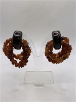 AMBER CLIP ON EARRINGS