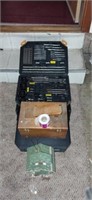Lot with tool kit, shoe shinning kit, and