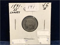 1891 Can Silver Ten Cent Piece  VG10  22 LVS