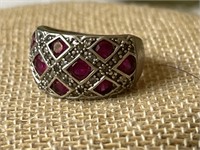 Ruby & Sterling Silver Ring, Size 4