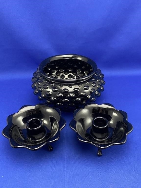 Hobnail Vase & Candle Holders