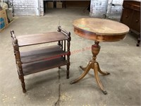 Antique Round Footed End Table & Stand