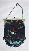 Lady's beaded purse, 10", with bird