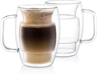 JoyJolt Cadus Glass Coffee Cups Double Wall