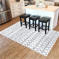 LIVEBOX Moroccan Black and White Area Rug 80*192"-