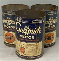 Gulf Motor Oil Cans Petroliana Advertising