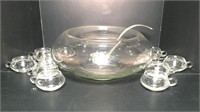 Modern Glass Punch Bowl with Cups