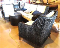 Sunbrella Sofa, 2 Arm Chairs and Glass Top Table,