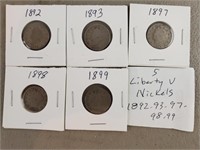 5ct Liberty V Nickels 1892-1899