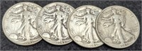 (4) 1945-D Walking Liberty Half Dollars