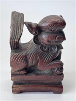 Vintage Carved Wood Asian Foo Dog Figurine 3.75in