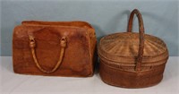 Vintage Basket & Leather Bag