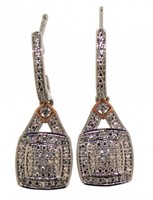 Cushion Cut 1/4 ct Diamond Dangle Earrings