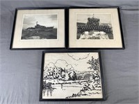 2 Navy Boat Pictures & Needlepoint Picture