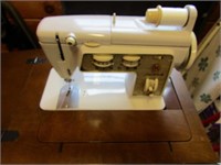 Singer Sewing Machine w/Cabinet, Contents,Stool