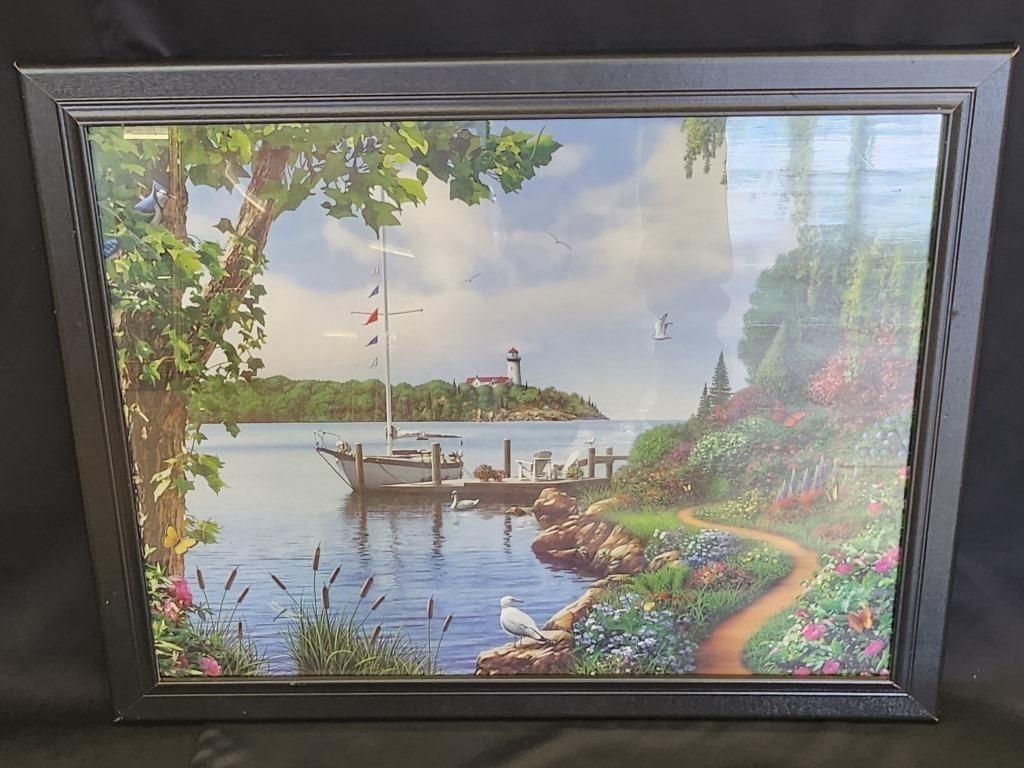 FRAMED "DOWN BY THE WATER" PRINT BY ALAN GIANA