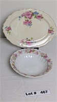 ANTIQUE FINE CHINA PLATTER AND BOWL