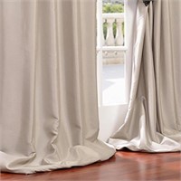 Antique Beige Faux Silk Grommet Blackout Curtain -