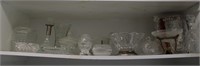Shelf of Pattern Glassware; Candy dish, etc