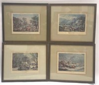 Lot of 4 Framed Currier and Ives Prints