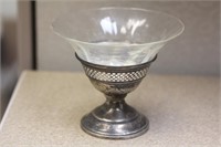 Etched Sterling and Glass Cup