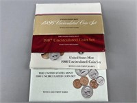 US Mint Uncirculated Coin Sets- 1986, 87, 88, 89